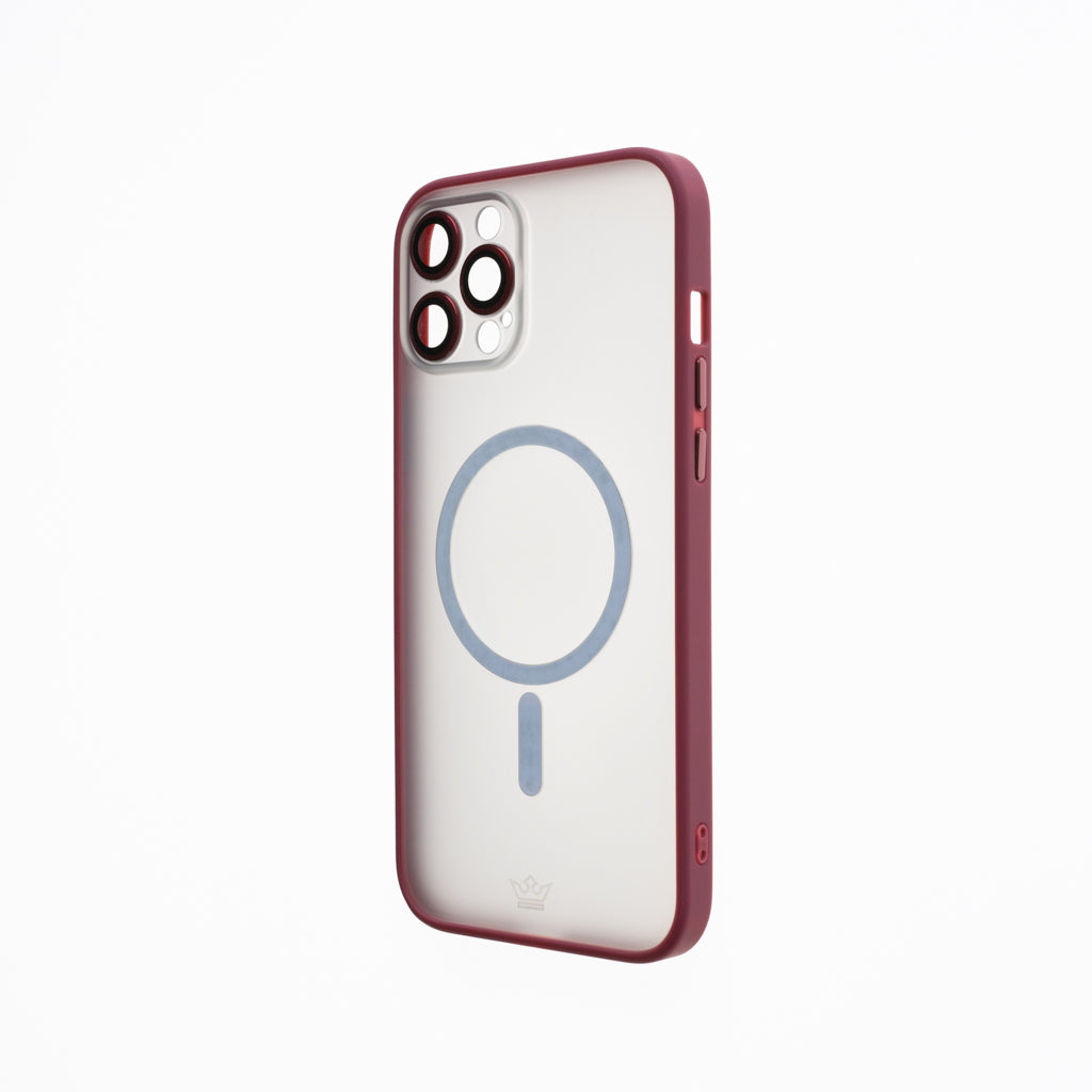 Estuche EL REY magsafe con marco de color + vidrio templado de camara trasera- rojo - iphone 13 pro