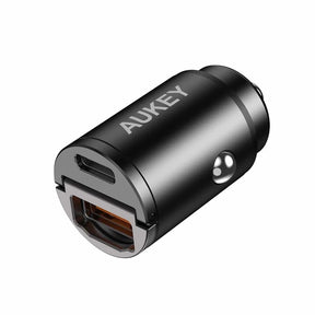 CC AUKEY 30 w ultra small 2-port  cargador de carro (bk)