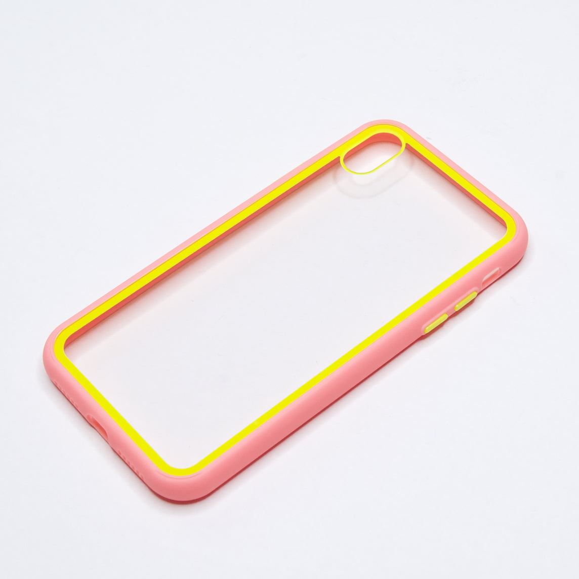 Estuche EL REY marco de color rosado y parte de atras transparente - iphone xs max