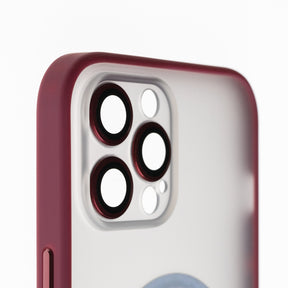 Estuche EL REY magsafe con marco de color + vidrio templado de camara trasera- rojo - iphone 13 pro