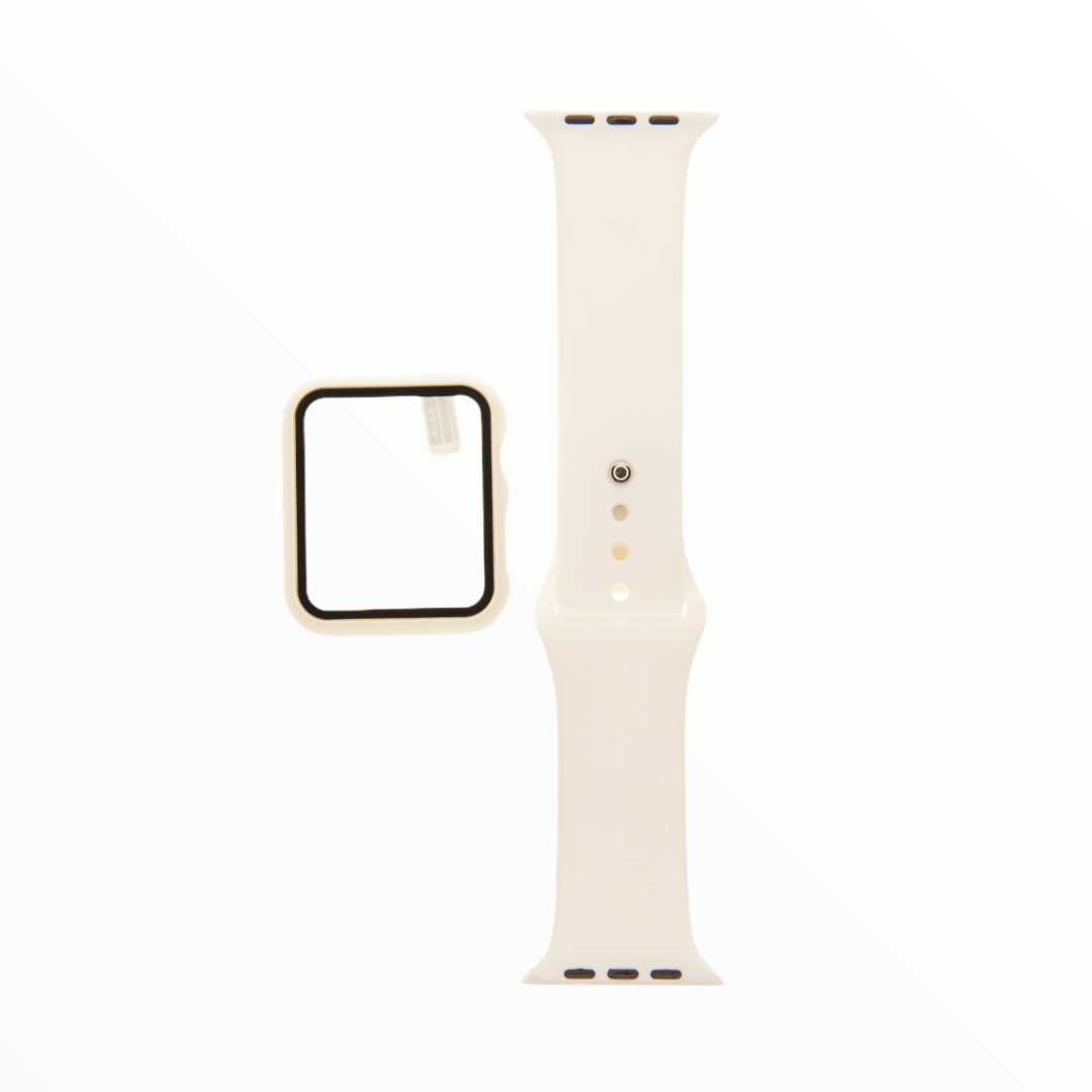 Accesorios EL REY pulsera + bumper con protector de pantalla para  apple watch 44 mm color blanco