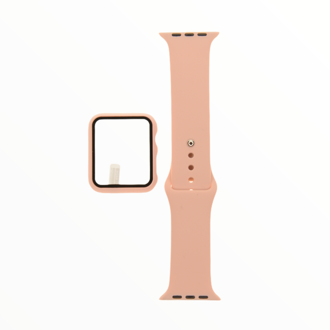 Accesorios EL REY pulsera + bumper con protector de pantalla para  apple watch 44 mm color palo rosa