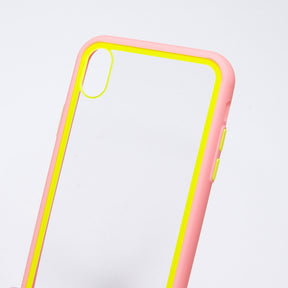 Estuche EL REY marco de color rosado y parte de atras transparente - iphone xs max