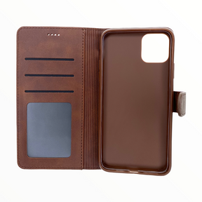 Estuche LC IMEEKE libreta con porta tarjeta cafe oscuro - IPHONE 12 PRO MAX 6.7