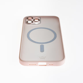 Estuche EL REY magsafe con marco de color + vidrio- templado de camara trasera rosado - iphone 13 pro
