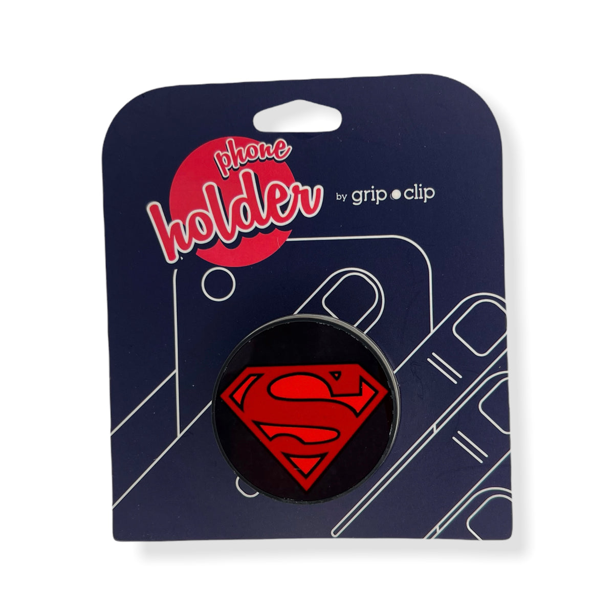 GRIP CLIP Holder para sujetar el celular fácilmente SUPER MAN FONDO - NEGRO