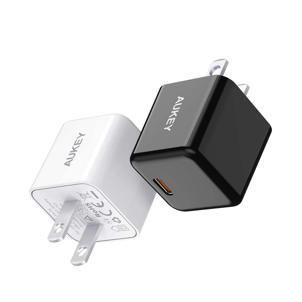 CP AUKEY 2-cubos de  20w ultra compact  pd wall charger  (wh+wh)