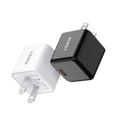 CP AUKEY 2-cubos de  20w ultra compact  pd wall charger  (wh+wh)