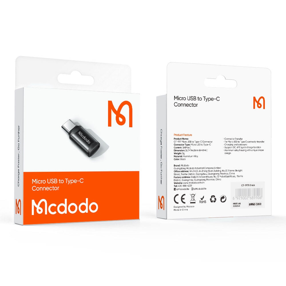 Accesorios MCDODO adaptador otg micro a tipo c