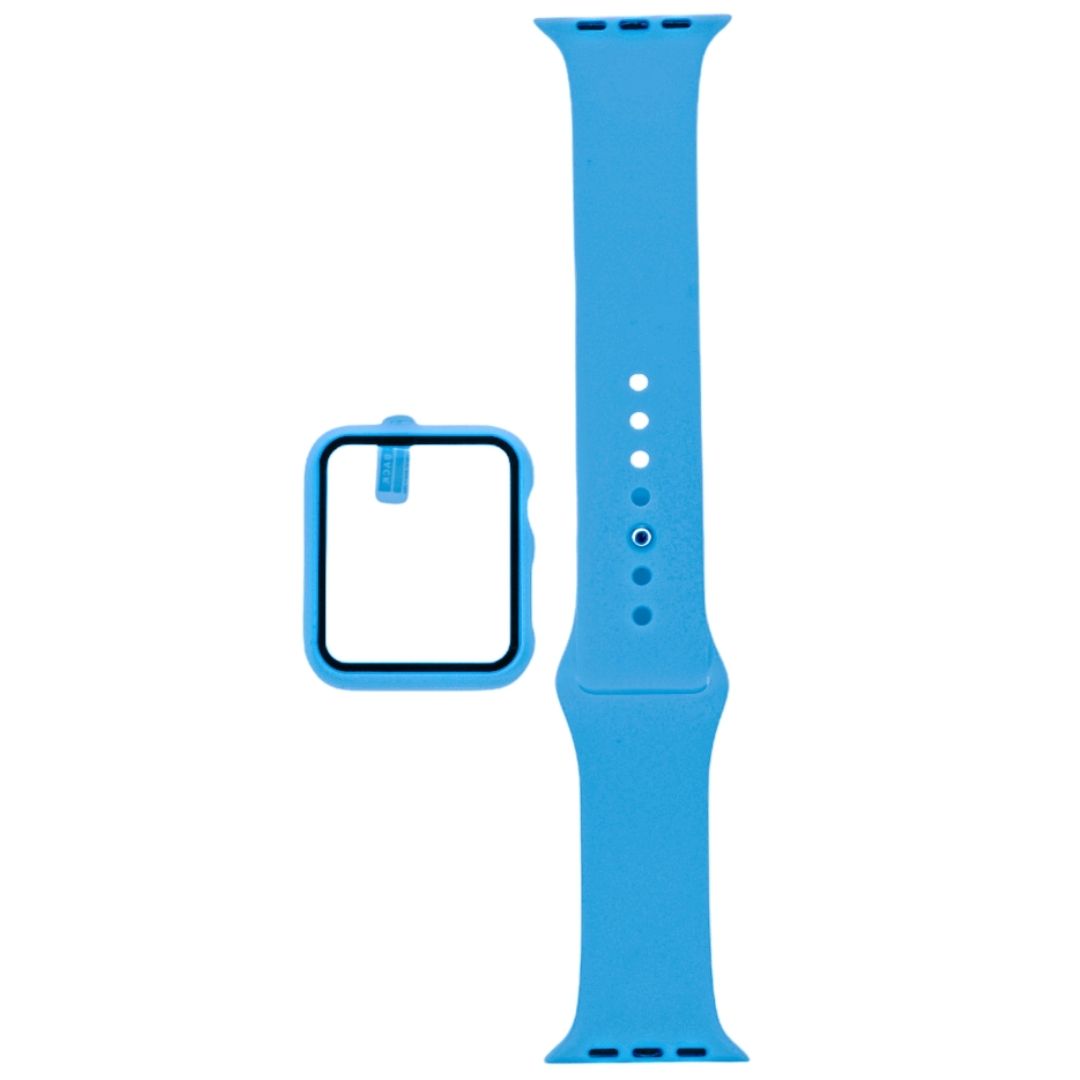 Accesorios EL REY pulsera + bumper con protector de pantalla para  apple watch 42 mm - azul capri -