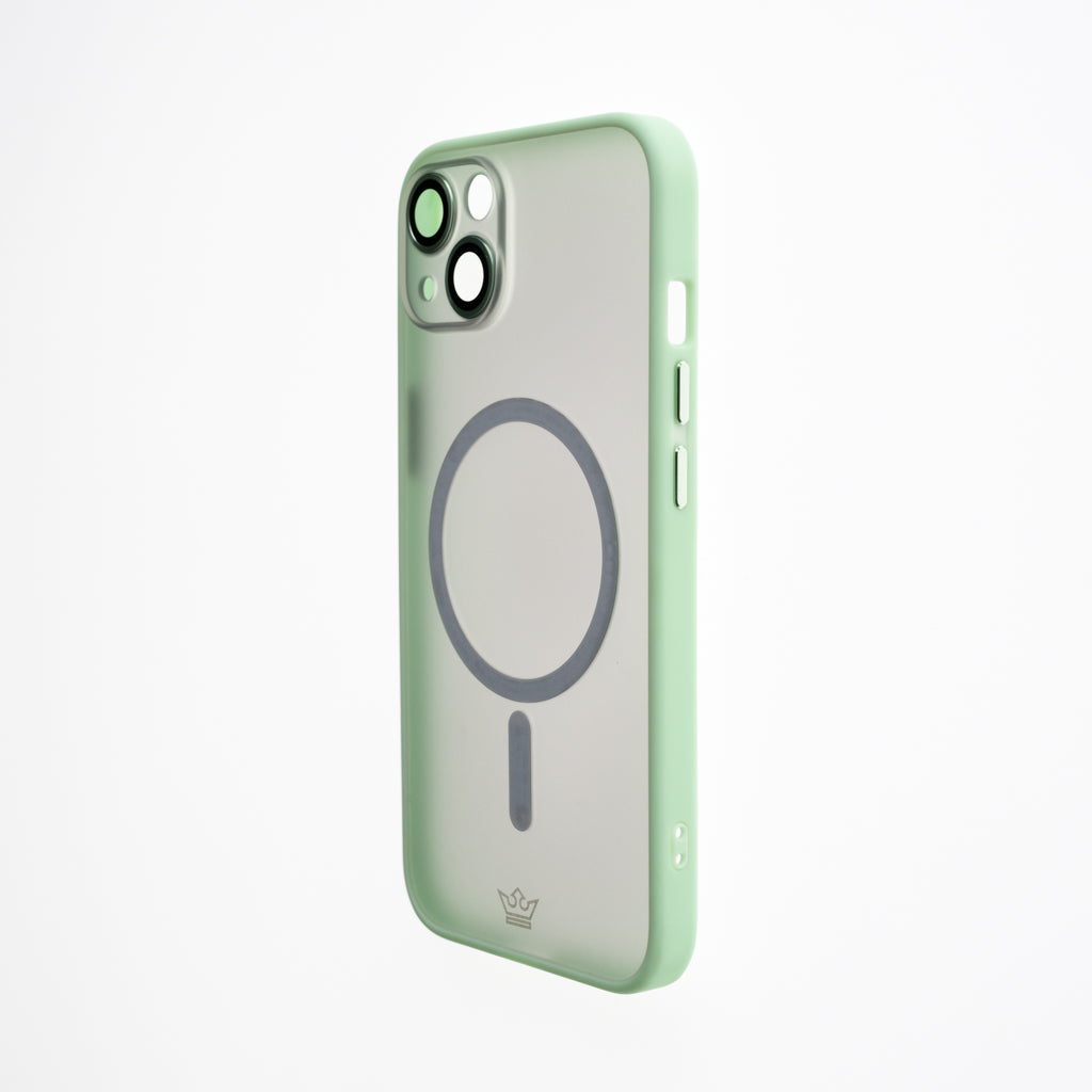 Estuche EL REY magsafe con marco de color + vidrio- templado de camara trasera verde - iphone 13