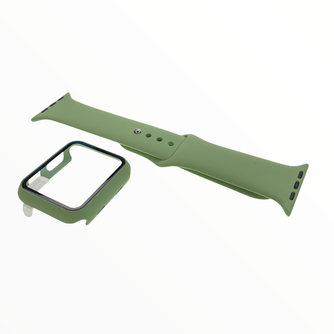 Accesorios EL REY pulsera + bumper con protector de pantalla para  apple watch 42 mm verde claro